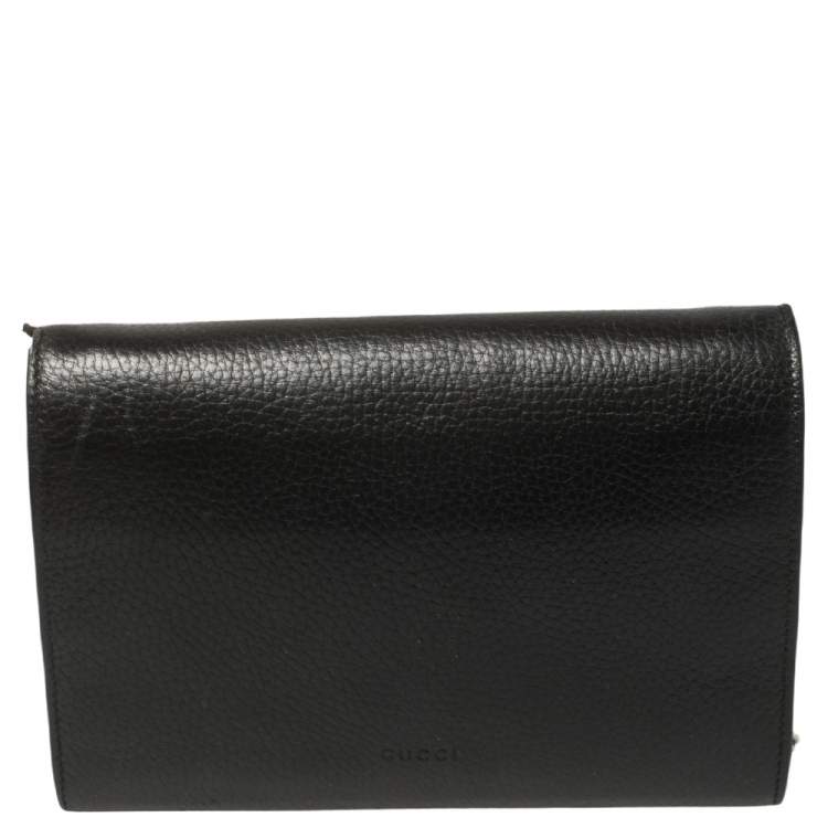 Pre Owned Gucci Black Leather Dionysus Wallet On Chain