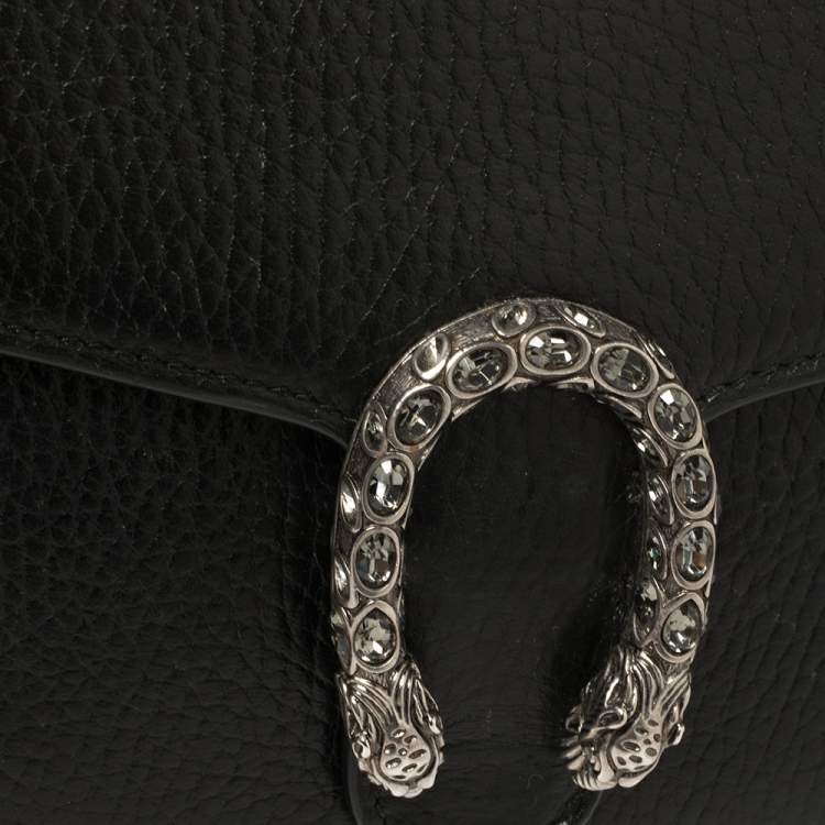Pre Owned Gucci Black Leather Dionysus Wallet On Chain