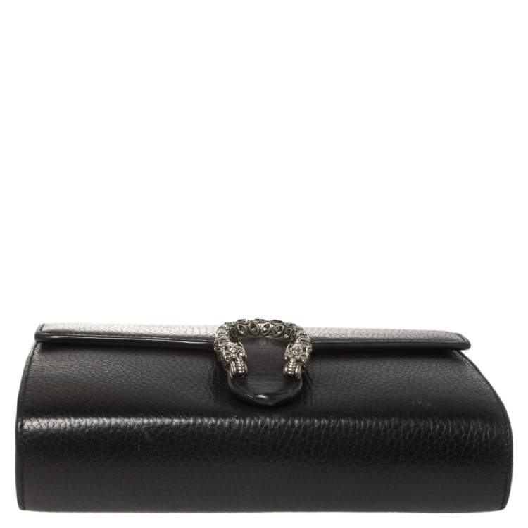 Pre Owned Gucci Black Leather Dionysus Wallet On Chain