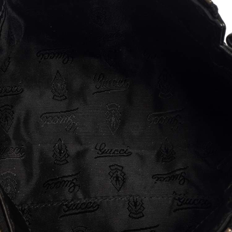 Pre Owned Gucci Black Leather Hysteria Studded Wristlet Clutch