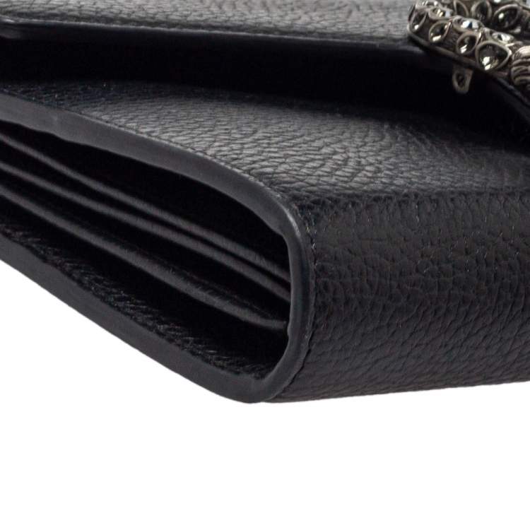 Pre Owned Gucci Black Leather Dionysus Wallet On Chain