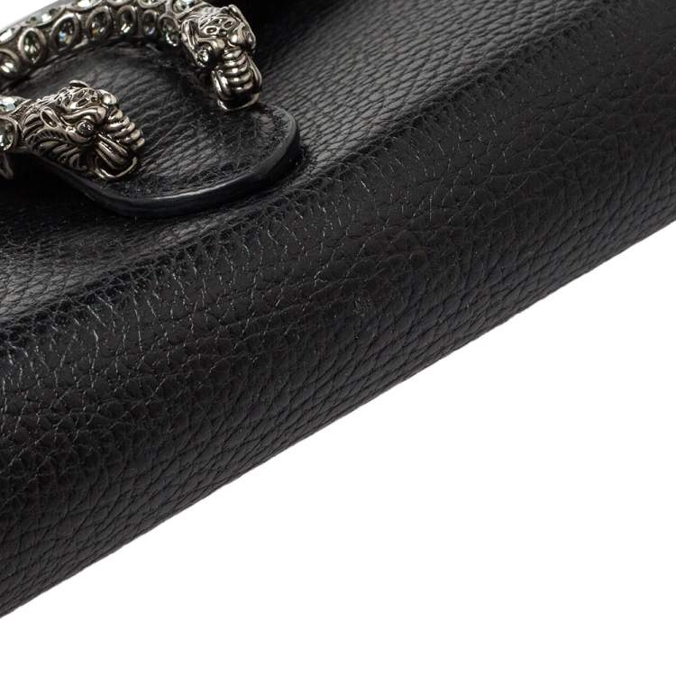 Pre Owned Gucci Black Leather Dionysus Wallet On Chain