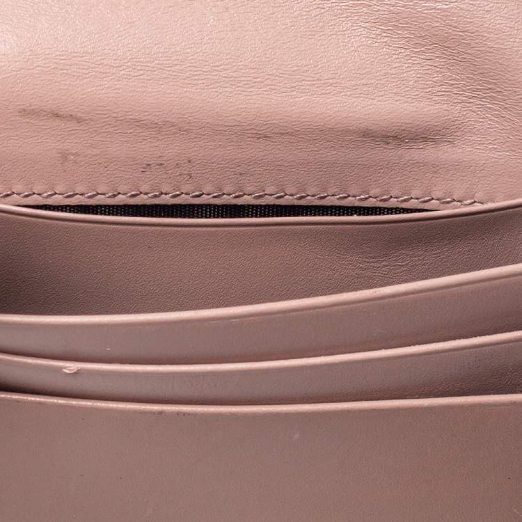 Pre Owned Gucci Pink Guccissima Leather Bow Card Case