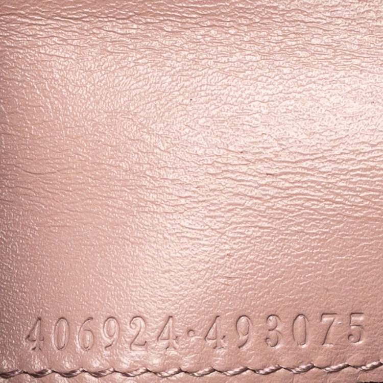 Pre Owned Gucci Pink Guccissima Leather Bow Card Case