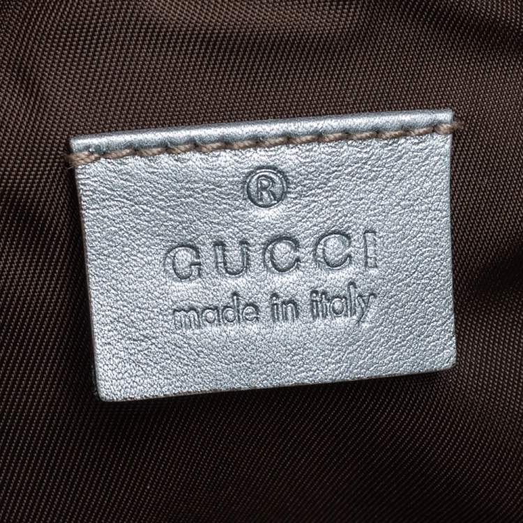 Pre Owned Gucci Grey Guccissima Leather Wristlet Pochette