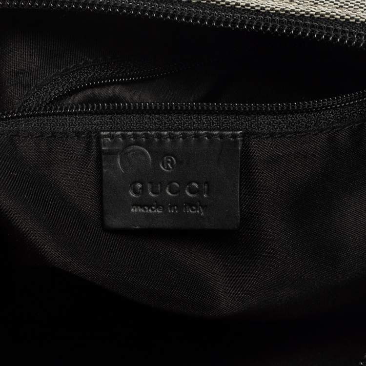 مملوكة مسبقًا Gucci Grey/Black Canvas Bamboo Top Handle Bag
