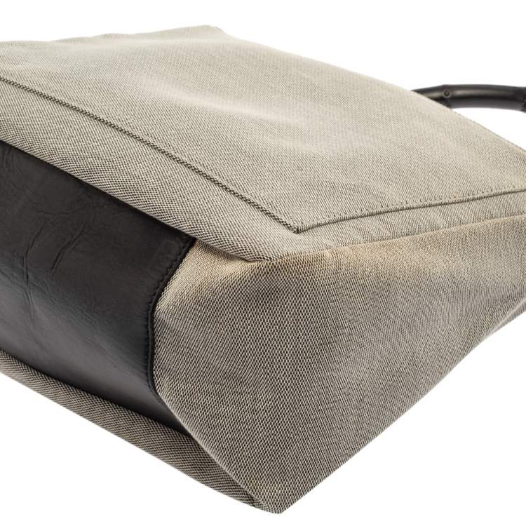 مملوكة مسبقًا Gucci Grey/Black Canvas Bamboo Top Handle Bag
