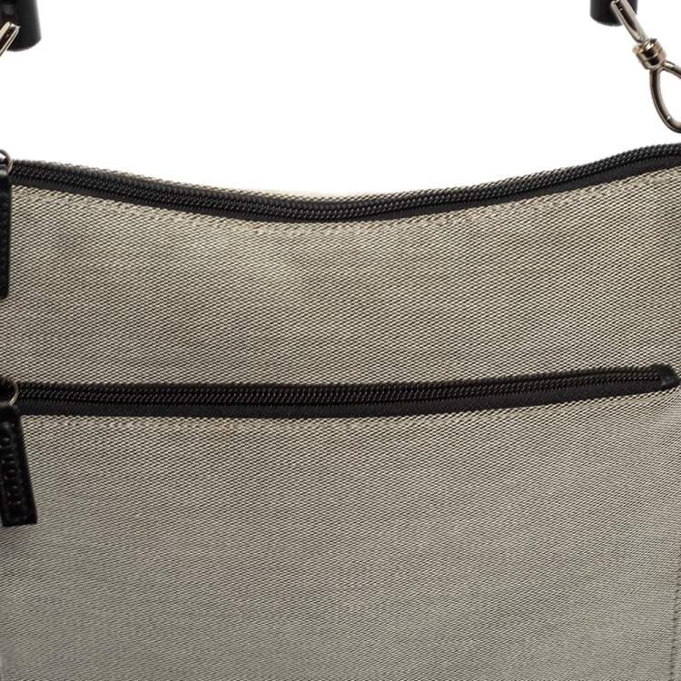 مملوكة مسبقًا Gucci Grey/Black Canvas Bamboo Top Handle Bag