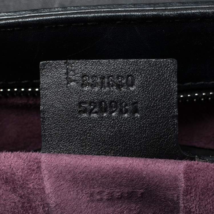 Pre Owned Gucci Black Glossy Leather Medium Lady Lock Top Handle Bag