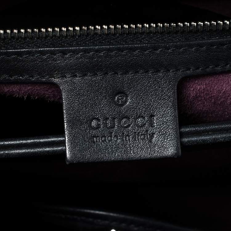 Pre Owned Gucci Black Glossy Leather Medium Lady Lock Top Handle Bag