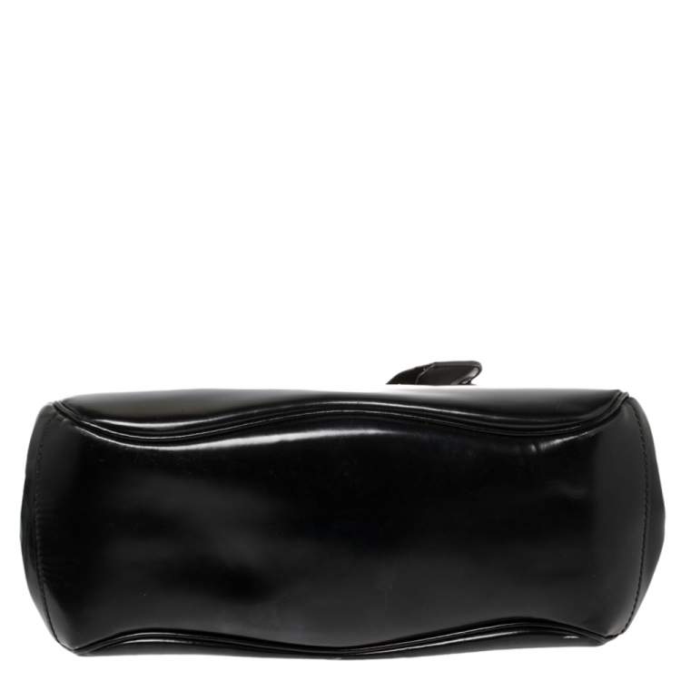 Pre Owned Gucci Black Glossy Leather Medium Lady Lock Top Handle Bag