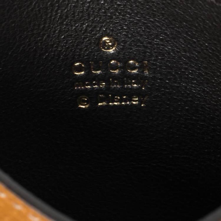 Pre Owned Gucci x Disney Beige/Tan GG Supreme Canvas and Leather Mickey Mouse Card Holder