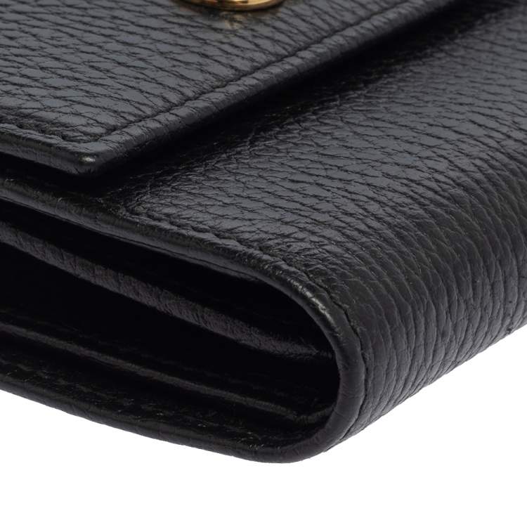 Pre Owned Gucci Black Leather GG Marmont Wallet