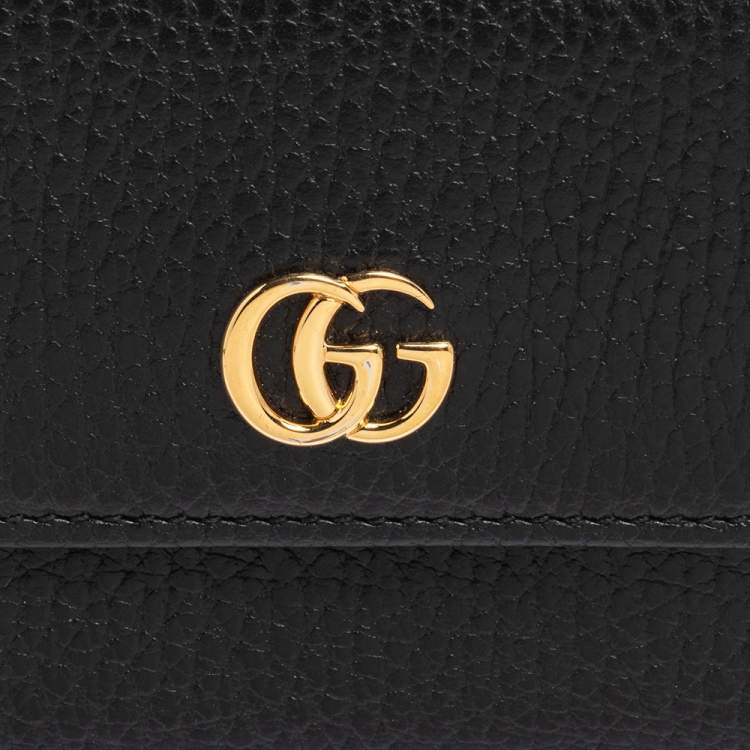 Pre Owned Gucci Black Leather GG Marmont Wallet