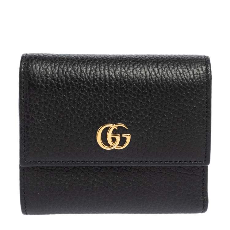 Pre Owned Gucci Black Leather GG Marmont Wallet