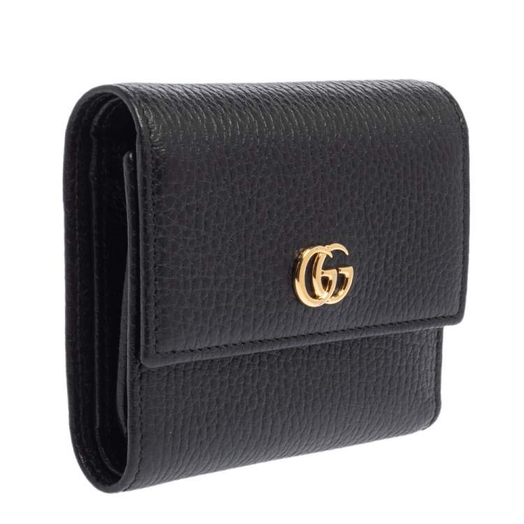 Pre Owned Gucci Black Leather GG Marmont Wallet