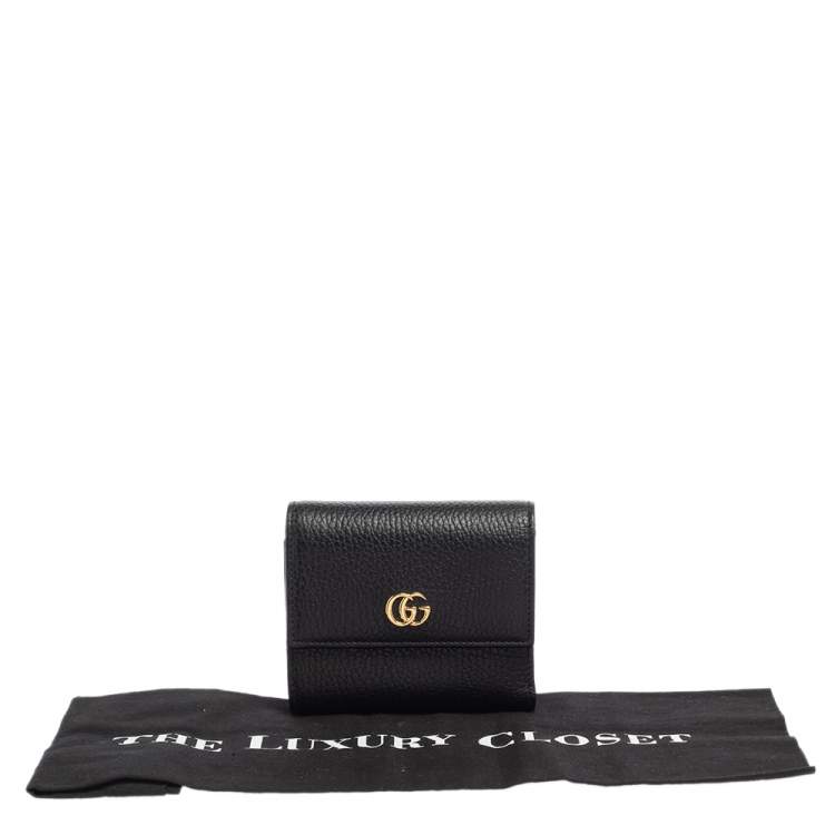 Pre Owned Gucci Black Leather GG Marmont Wallet