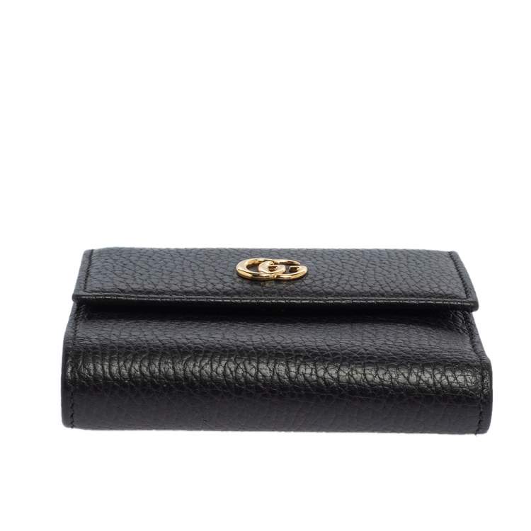 Pre Owned Gucci Black Leather GG Marmont Wallet