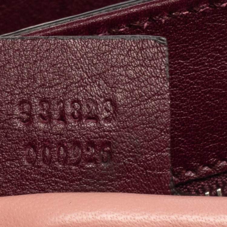 Pre Owned Gucci Burgundy/Pink Python Lady Lock Bamboo Large Top Handle Bag