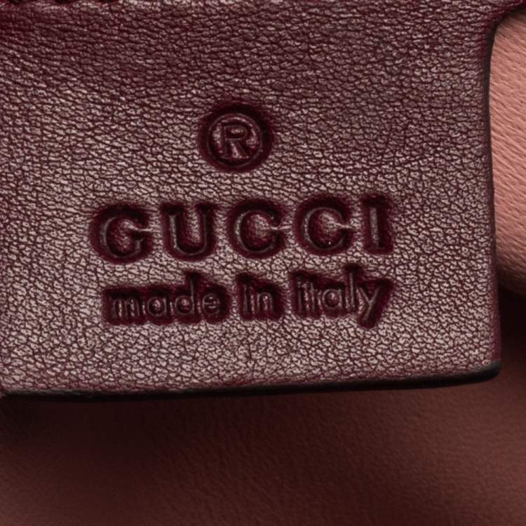 Pre Owned Gucci Burgundy/Pink Python Lady Lock Bamboo Large Top Handle Bag