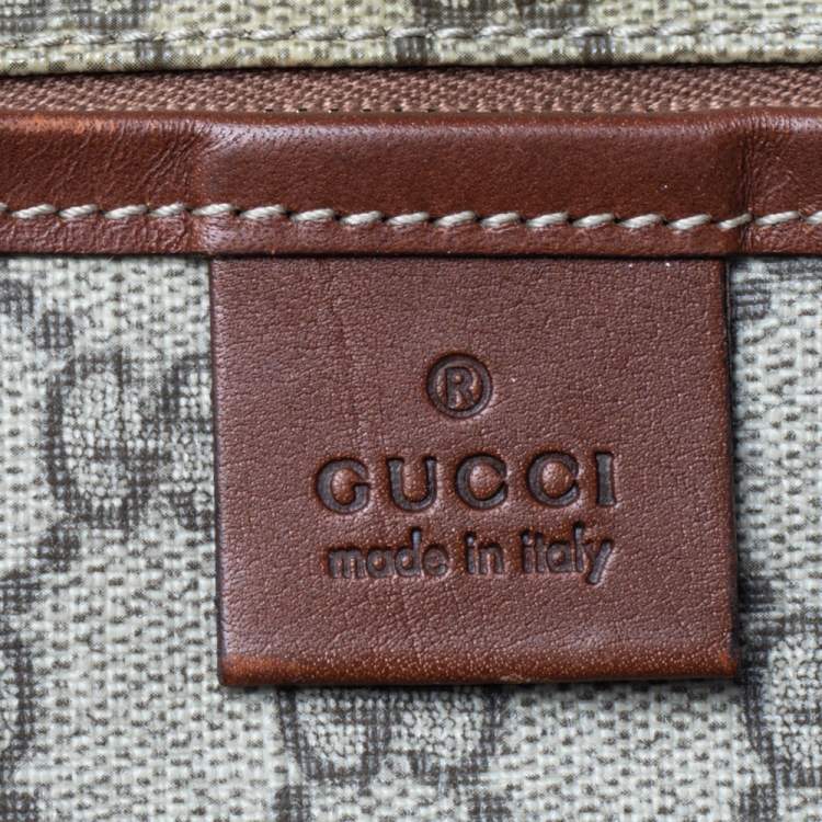 Pre Owned Gucci Beige/Brown GG Supreme Canvas Vertical Web Loop Shopper Tote