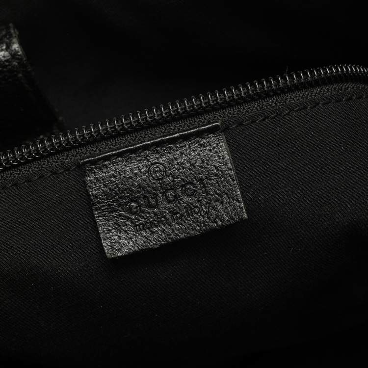 Pre Owned Gucci Black GG Canvas Double Pocket Web Handle Tote