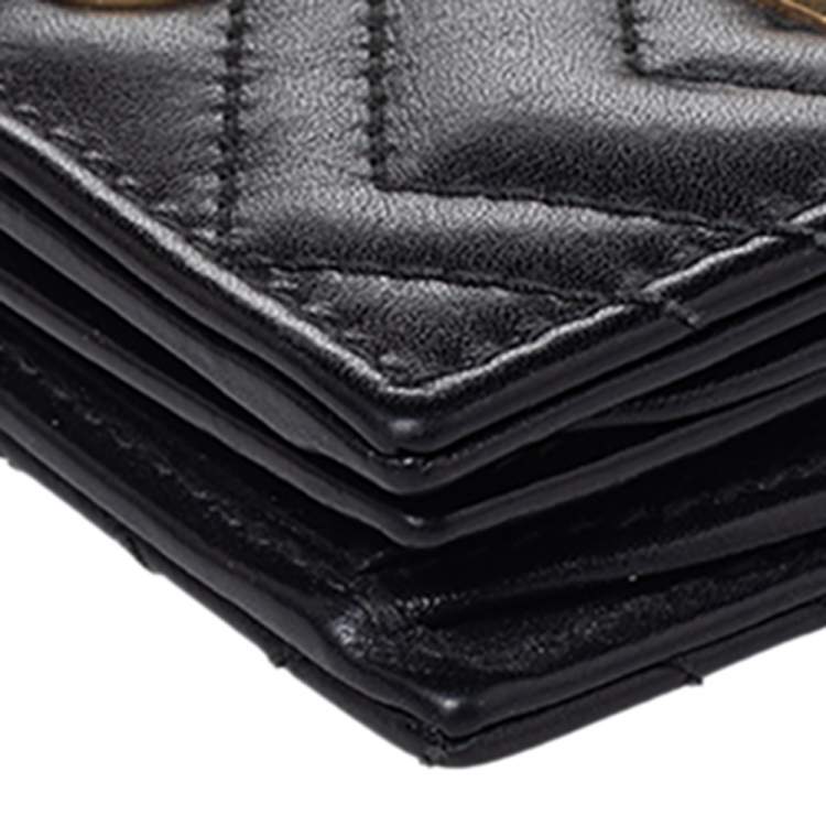 Pre Owned Gucci Black Leather Cicada GG Marmont Card Case