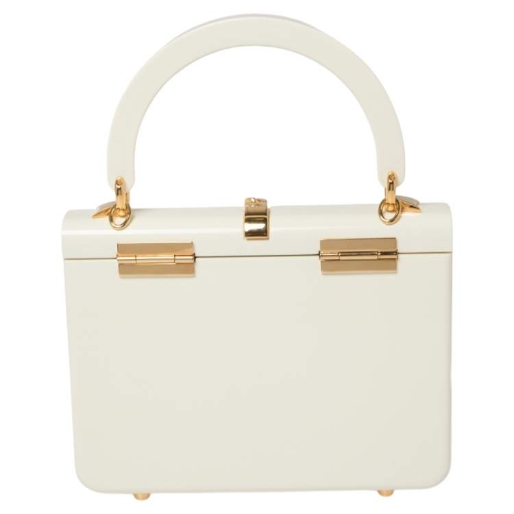 Pre Owned Gucci Ivory Plexiglas Mini Sylvie 1969 Top Handle Bag