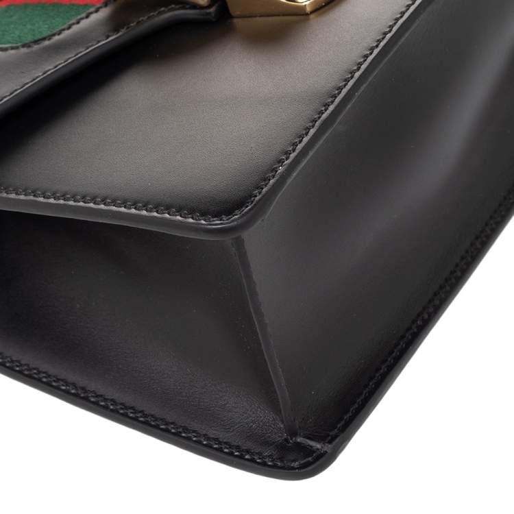 Pre Owned Gucci Black Leather Mini Sylvie Top Handle Bag