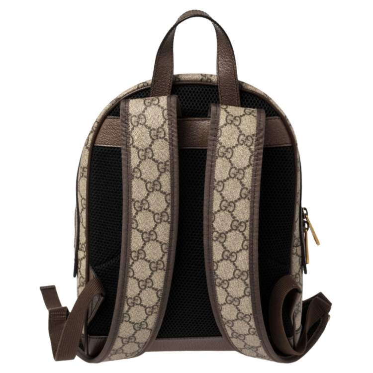 Pre Owned Gucci Beige/Ebony GG Supreme Coated Canvas and Leather Small Ophidia Backpack