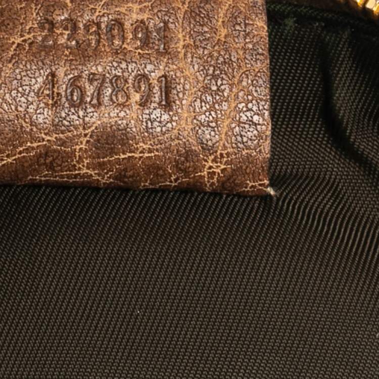 Pre Owned Gucci Brown Guccissima Leather Bamboo Wristlet Clutch