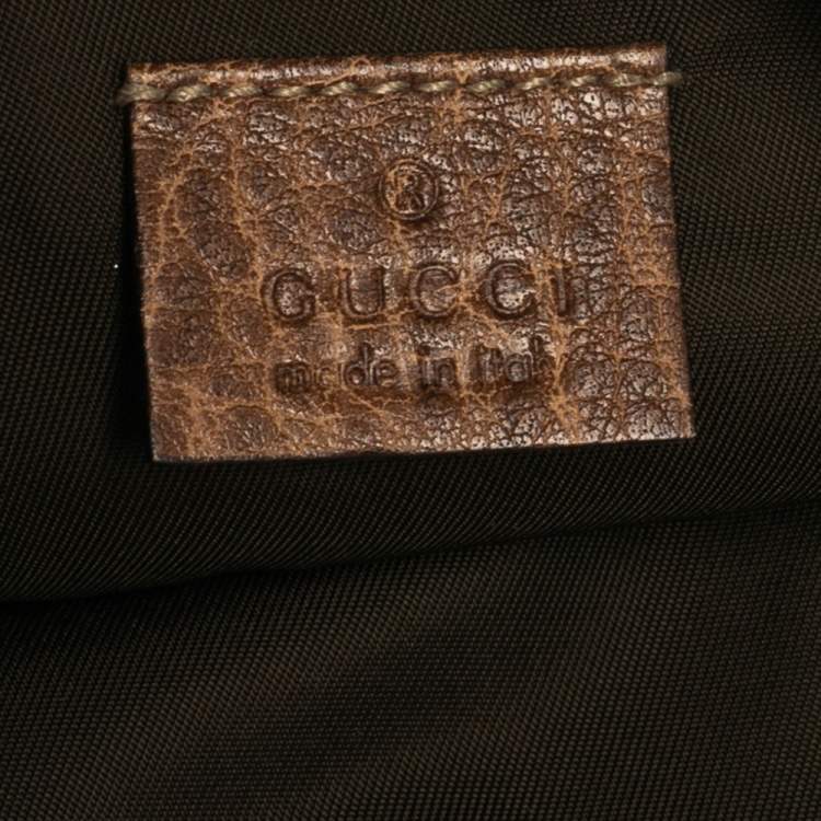 Pre Owned Gucci Brown Guccissima Leather Bamboo Wristlet Clutch