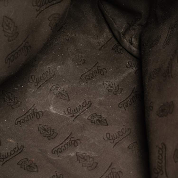 Pre Owned Gucci Gold GG Imprime Canvas and Leather Shopper Tote