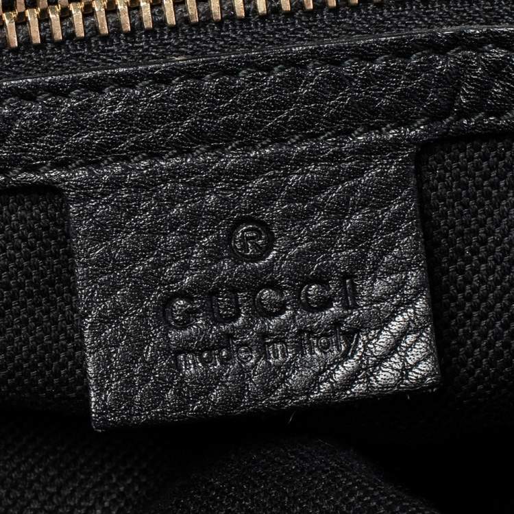 Pre Owned Gucci Black Leather Medium Bamboo Shopper Tote