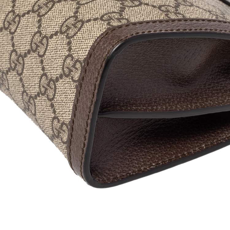 Pre Owned Gucci Beige/Ebony GG Supreme Canvas and Leather Small Ophidia Shoulder Bag