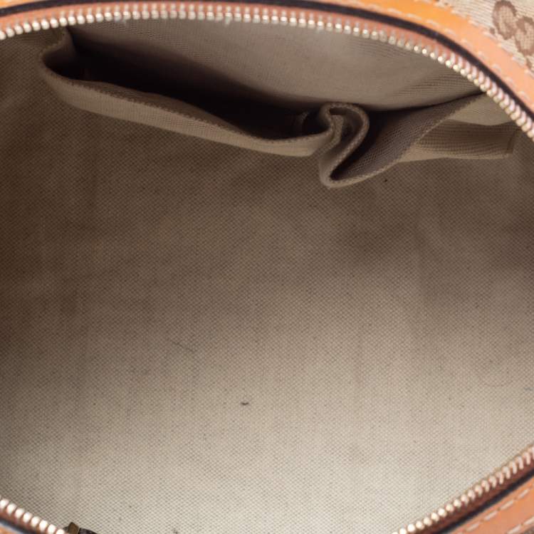Pre Owned Gucci Brown/Beige GG Canvas Medium Vintage Web Boston Bag