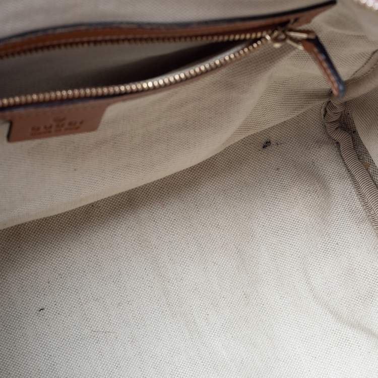 Pre Owned Gucci Brown/Beige GG Canvas Medium Vintage Web Boston Bag