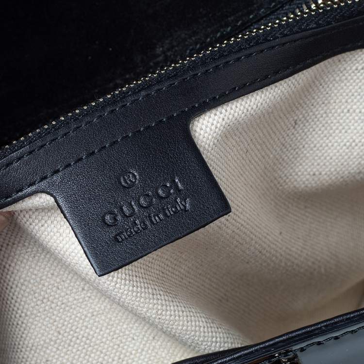 Pre Owned Gucci Black Patent Leather New Bamboo Top Handle Bag