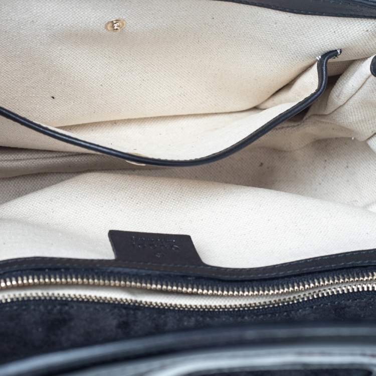 Pre Owned Gucci Black Patent Leather New Bamboo Top Handle Bag