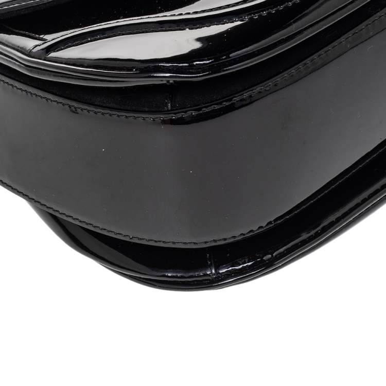 Pre Owned Gucci Black Patent Leather New Bamboo Top Handle Bag