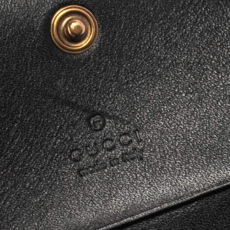مملوكة مسبقًا Gucci Black Matelassé Leather GG Marmont Card Case