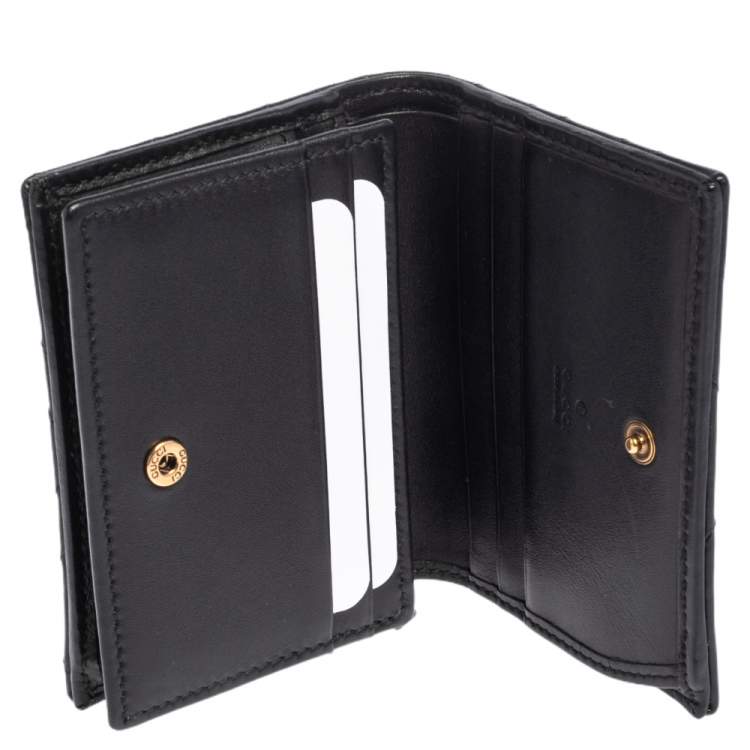 مملوكة مسبقًا Gucci Black Matelassé Leather GG Marmont Card Case