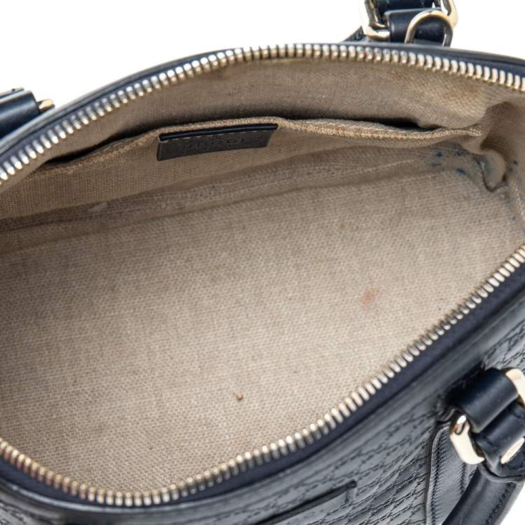 Pre Owned Gucci Navy Blue Microguccissima Leather Mini Dome Bag