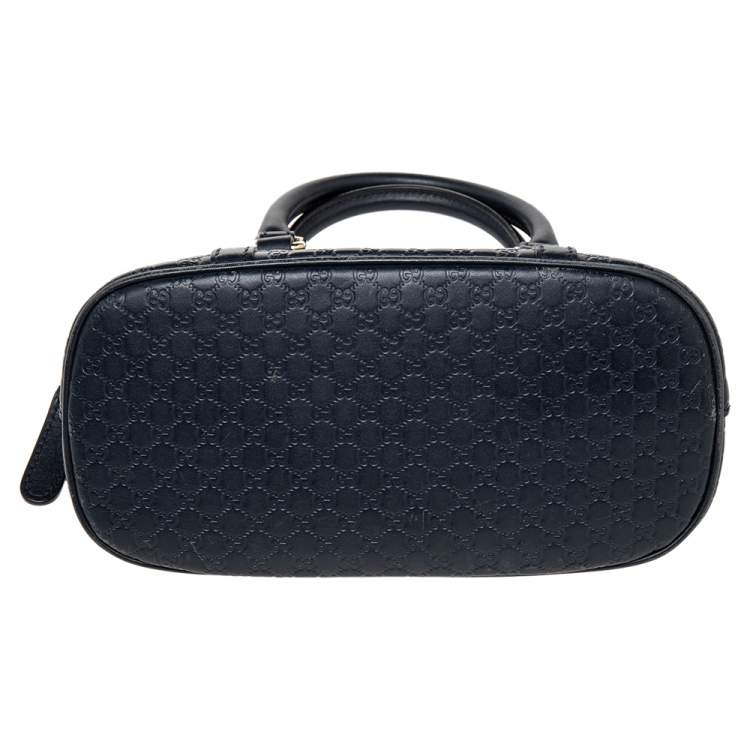 Pre Owned Gucci Navy Blue Microguccissima Leather Mini Dome Bag