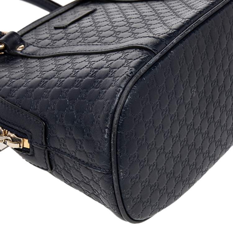 Pre Owned Gucci Navy Blue Microguccissima Leather Mini Dome Bag