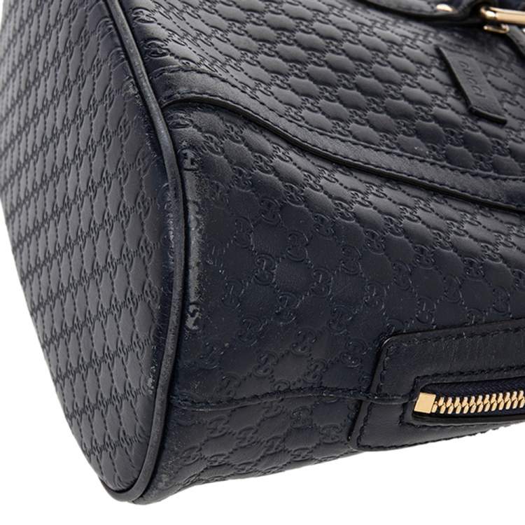 Pre Owned Gucci Navy Blue Microguccissima Leather Mini Dome Bag