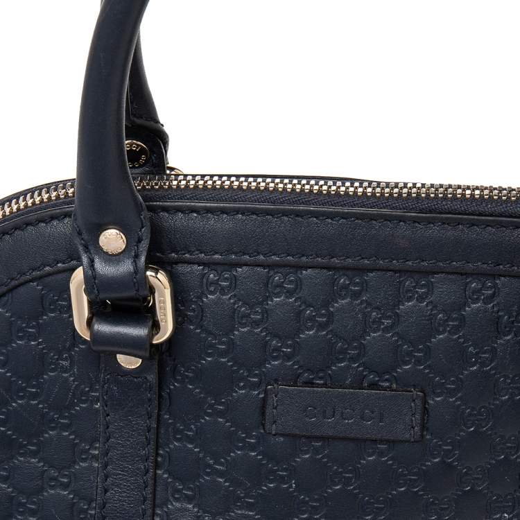 Pre Owned Gucci Navy Blue Microguccissima Leather Mini Dome Bag