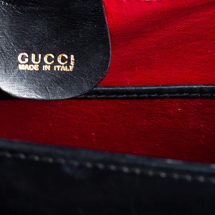 Pre Owned Gucci Black Leather Bamboo Top Handle Bag