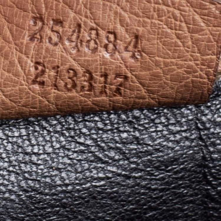 Pre Owned Gucci Brown Ostrich Medium New Bamboo Tassel Top Handle Bag