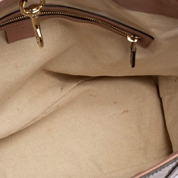 Pre Owned Gucci Beige Microguccissima Patent Leather Medium Nice Tote